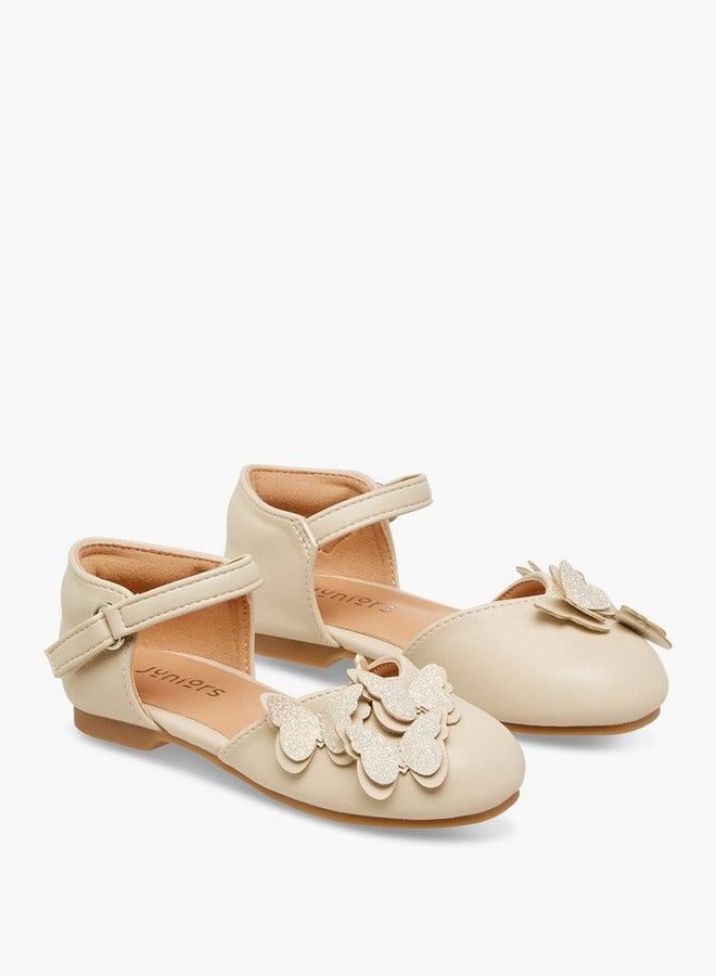 JUNIORS Butterfly Embellished Shoes with Hook and Loop Closure - Image 3