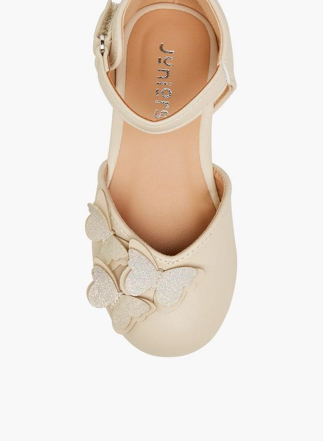 JUNIORS Butterfly Embellished Shoes with Hook and Loop Closure - Image 4