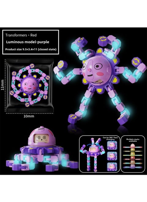 Trembling Fingertips Mechanical Face-changing Gyro Decompression Children's Mechanical Deforming Gyro Luminous Finger Spiral Fingertips-Color:Opp Bag-luminous Purple