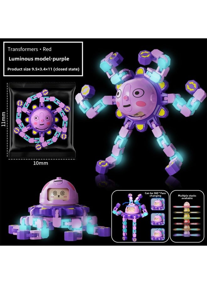 null - Trembling Fingertips Mechanical Face-changing Gyro Decompression Children's Mechanical Deforming Gyro Luminous Finger Spiral Fingertips-Color:Opp Bag-luminous Purple - Image 1