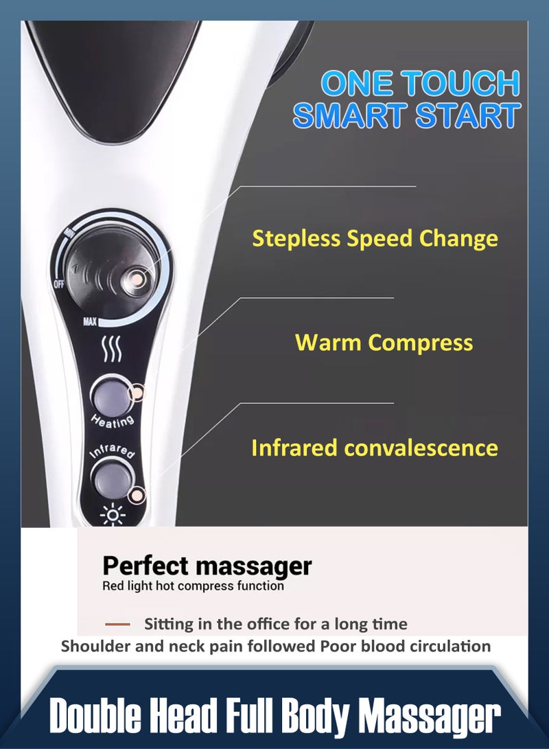 Toshonics Handheld Full Body Massage With Heating Vibration Infrared Deep Tissue Massage Dual Head For Neck Shoulder Back Arms Leg Foot Calf Muscle Relax Pain Hand Tension Relief Massager - Image 4