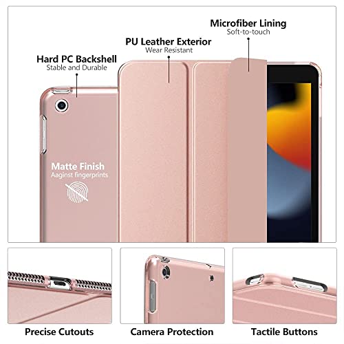 MOCA Smart Folio Flip Cover case for (7.9" inch) Apple iPad mini 1, mini 2, mini 3 Model. A1432, A1454, A1455, A1489, A1601, A1490, A1491, A1599, A1600 Flip Cover case (Rose Gold) - Image 3