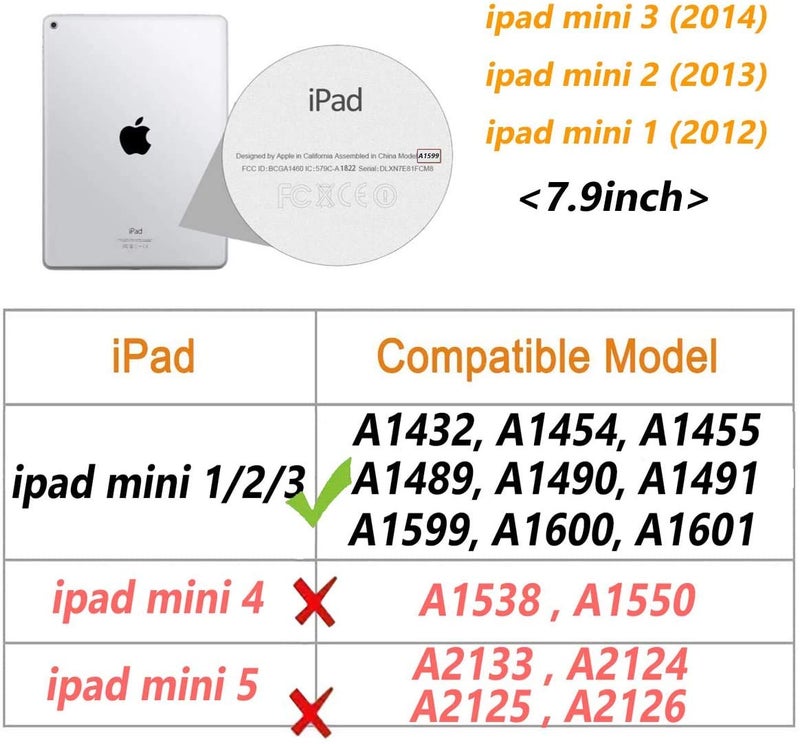 MOCA Smart Folio Flip Cover case for (7.9" inch) Apple iPad mini 1, mini 2, mini 3 Model. A1432, A1454, A1455, A1489, A1601, A1490, A1491, A1599, A1600 Flip Cover case (Rose Gold) - Image 2