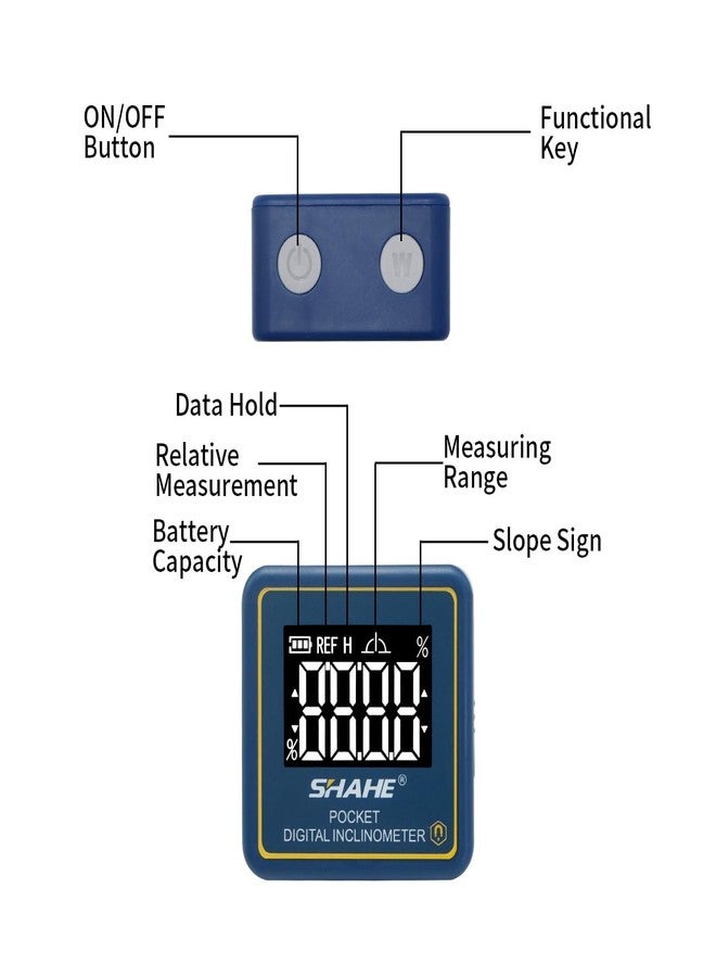 SHAHE Mini Digital Level Rechargeable Protractor Inclinometer Digital Angle Meter - Image 2