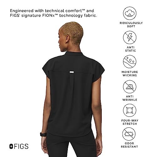 FIGS Rafaela Oversized Scrub Top for Women — Black, L - Image 3