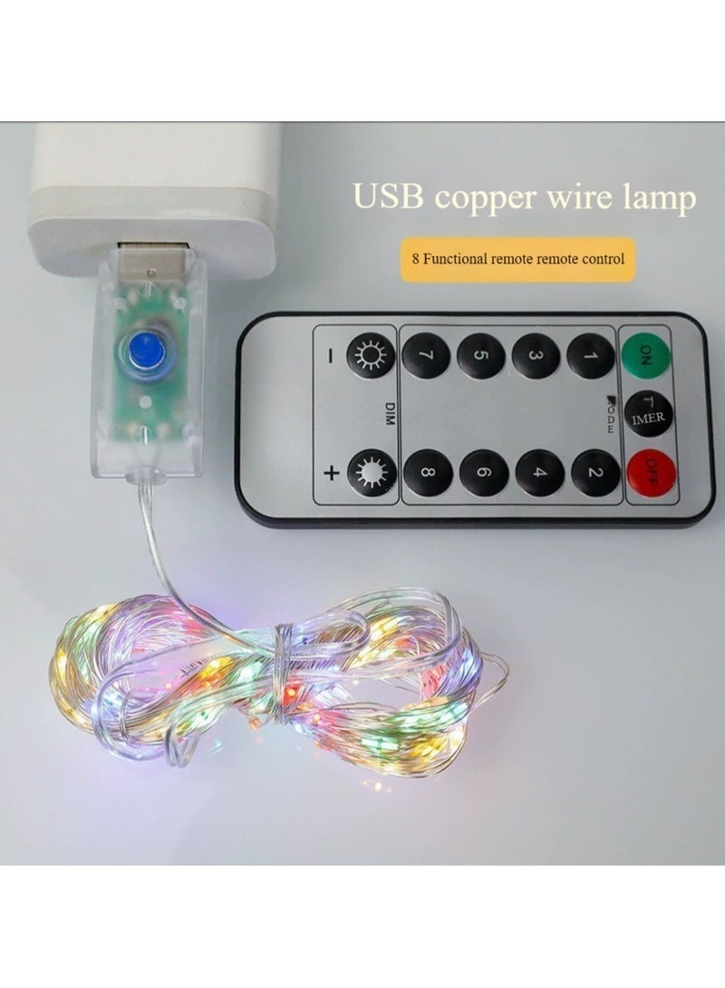 HEYAN 100 LED Waterproof USB Powered Fairy Twinkle String Lights, Remote Control with 8 Brightness Modes (10M) - Image 2