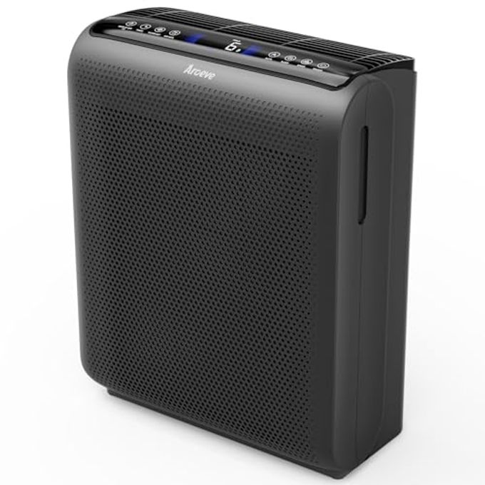 AROEVE Air Purifiers for Bedroom Home Large Room Up to 1504 Ft, 5 Layer Filter for Smoke Pollen Allergies Pet Dander Odor, Air Quality Monitor, Sleep Mode, Timer for Office, Dorm, Kitchen, MK07 Black - Image 1