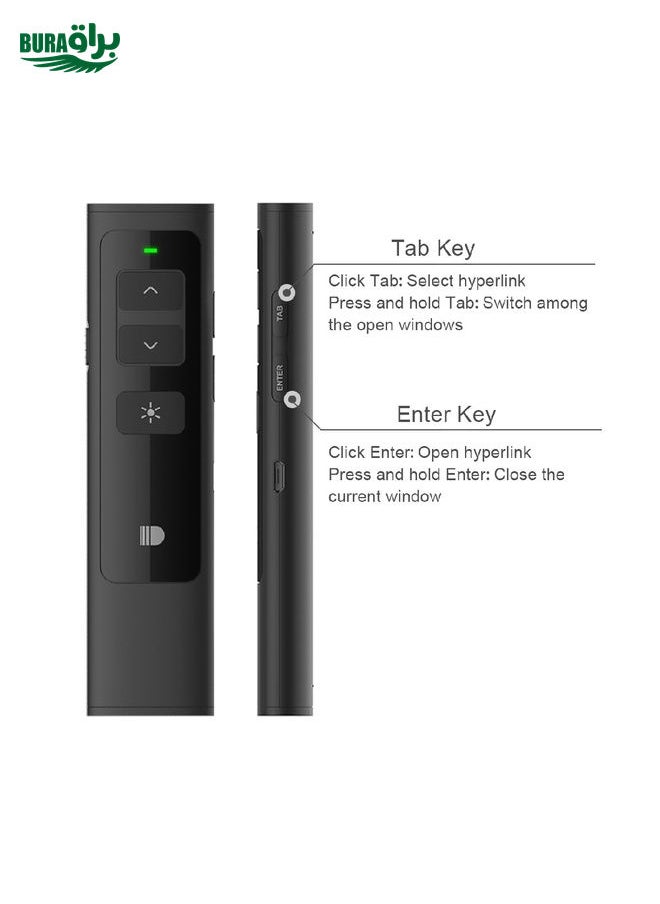 BURAQ - Doosl DSIT013 2.4GHz Rechargeable PowerPoint Presentation Remote Control Multi-functional Laser Pointer for PowerPoint / Keynote / Prezi, Control Distance: 100m(Black) - Image 1