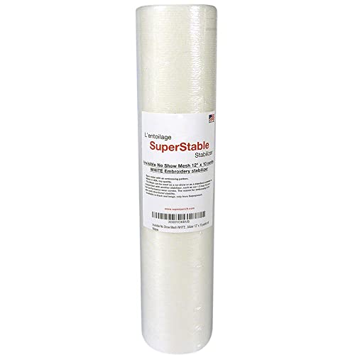 Superpunch Invisible No-Show Mesh Stabilizer, 1.5 oz Cutaway Stabilizer For Embroidery Machines-12 inch x 10 Yard Roll, SuperStable Lightweight Cut Away Machine Embroidery Backing, Made in USA (White) - Image 1