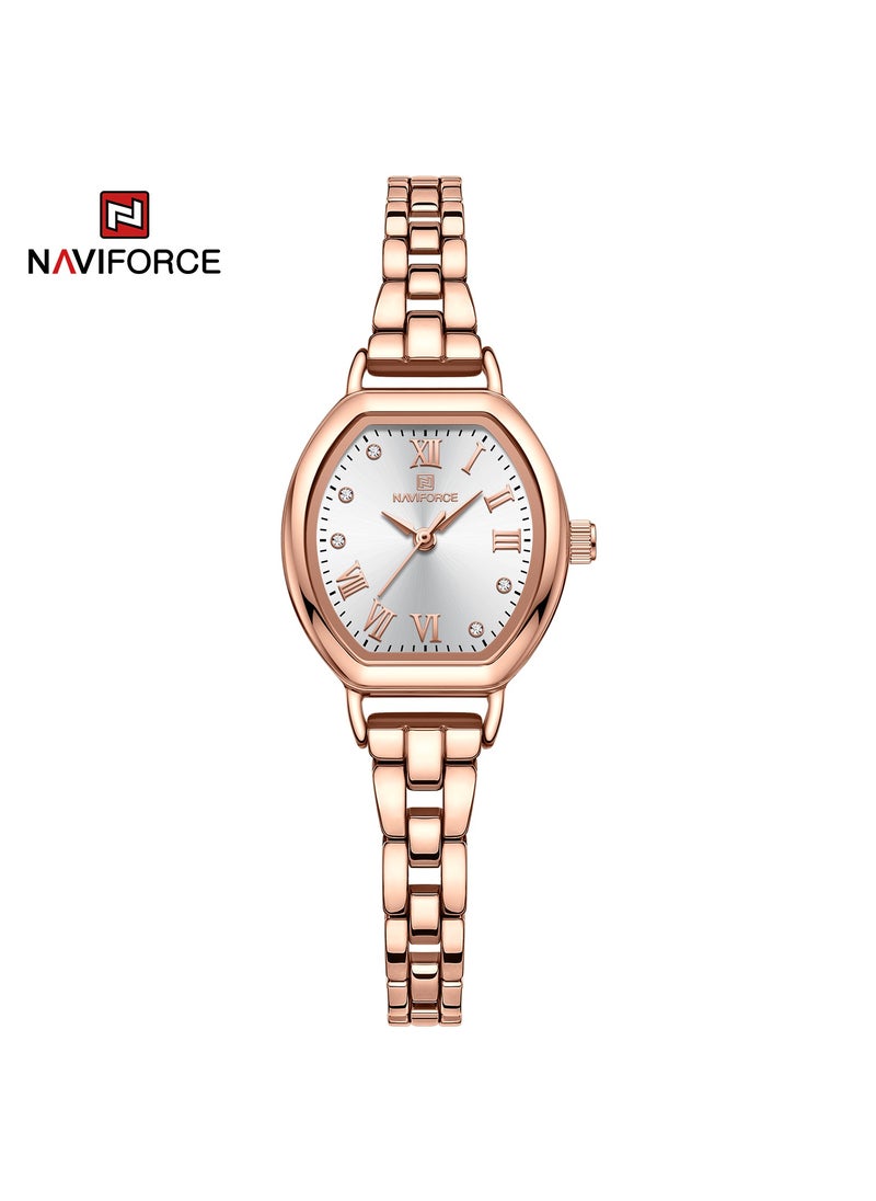 NAVIFORCE - Elegant Women's Quartz Watch Classic Tonneau-Shaped Dial with Roman Numerals Stainless Steel Bracelet Sparkling Hour Markers Fashionable Timepiece for Everyday Wear and Special Occasions - Image 1