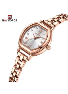 NAVIFORCE Elegant Women's Quartz Watch Classic Tonneau-Shaped Dial with Roman Numerals Stainless Steel Bracelet Sparkling Hour Markers Fashionable Timepiece for Everyday Wear and Special Occasions  - Image 2