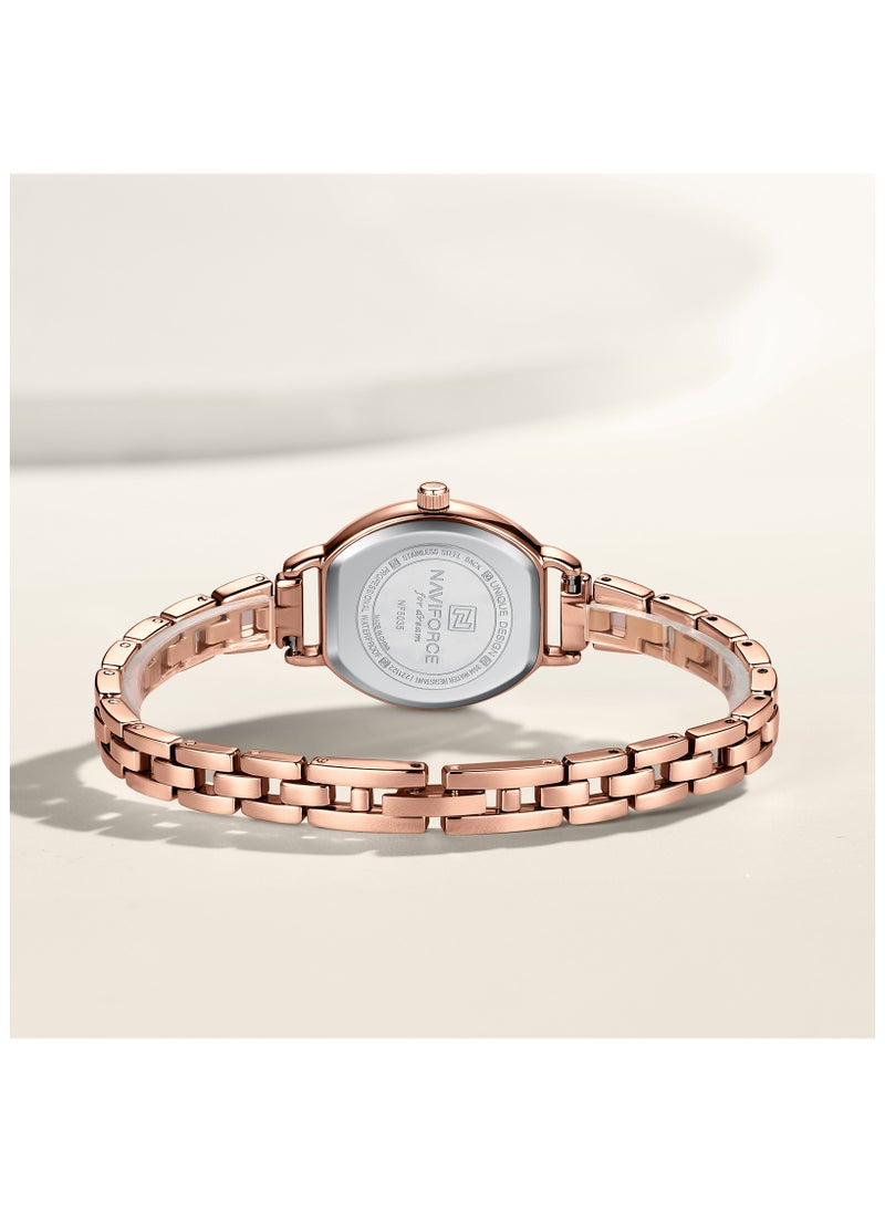 NAVIFORCE - Elegant Women's Quartz Watch Classic Tonneau-Shaped Dial with Roman Numerals Stainless Steel Bracelet Sparkling Hour Markers Fashionable Timepiece for Everyday Wear and Special Occasions - Image 1