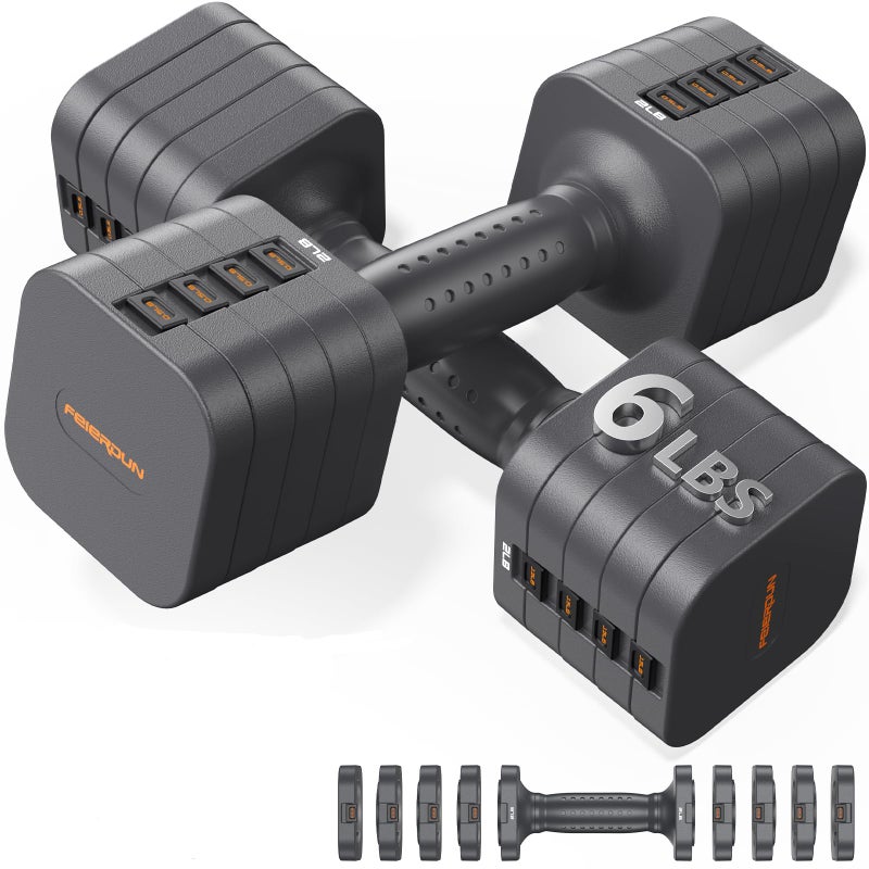 FEIERDUN 5-in-1 Adjustable Dumbbell Set of 2, 12LBS/20LBS Hand Weights for Women, 1s-Adjust Dual-Stable Dumbbell Set for Women Home Gym & Outdoor - Image 1