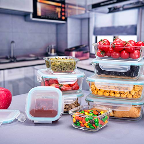 S SALIENT 18 Piece Glass Food Storage Containers with Lids, Glass Meal Prep Containers, food storage Containers for Food Storage with Lids, BPA Free & Leak Proof (9 lids & 9 Containers) - Image 5