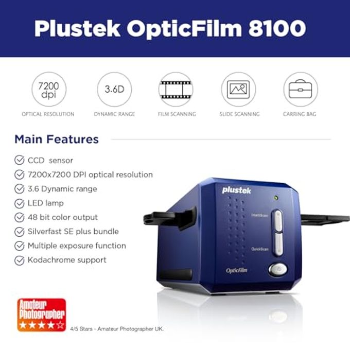 Plustek Opticfilm 8100-35Mm Negative Film/Slide Scanner With 7200 Dpi And 48-Bit Output. Bundle Silverfast Se Plus 9, Support Mac And Windows - Image 5