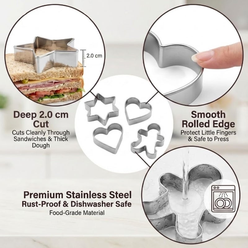 LUBTOSMN 9-Piece Mini Easter Cookie Cutter Set, Shamrock, Bunny, Egg, Carrot, Flower, Butterfly and Bean Shapes - Dishwasher Safe Stainless Steel Molds for Spring Easter and St. Patrick's Day Decor - Image 4