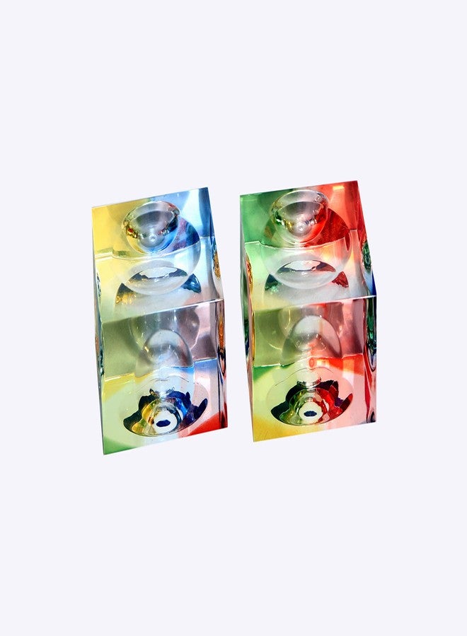 Bharat Plastic Acrylic Paper weight, Size 2X2X1.25 inch. Both item in one packet - Image 1