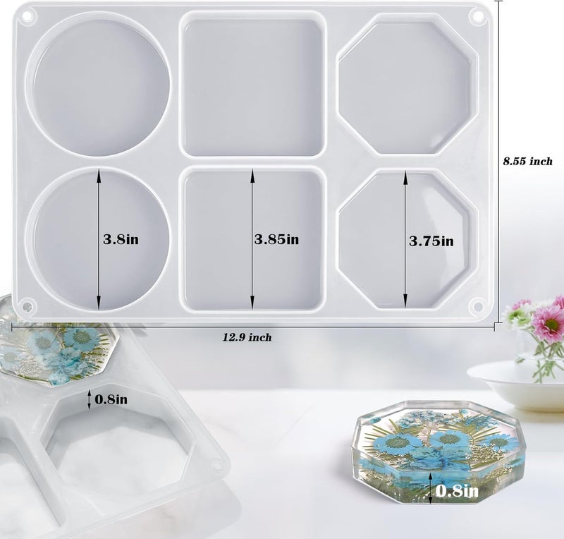 Actvty Resin Coaster Molds 6Cavity Coaster Silicone Molds for Resin Casting Large Deep Coaster Molds for Epoxy Resin DIY Custom Coasters Resin Art Gifts Home Decoration - Image 3