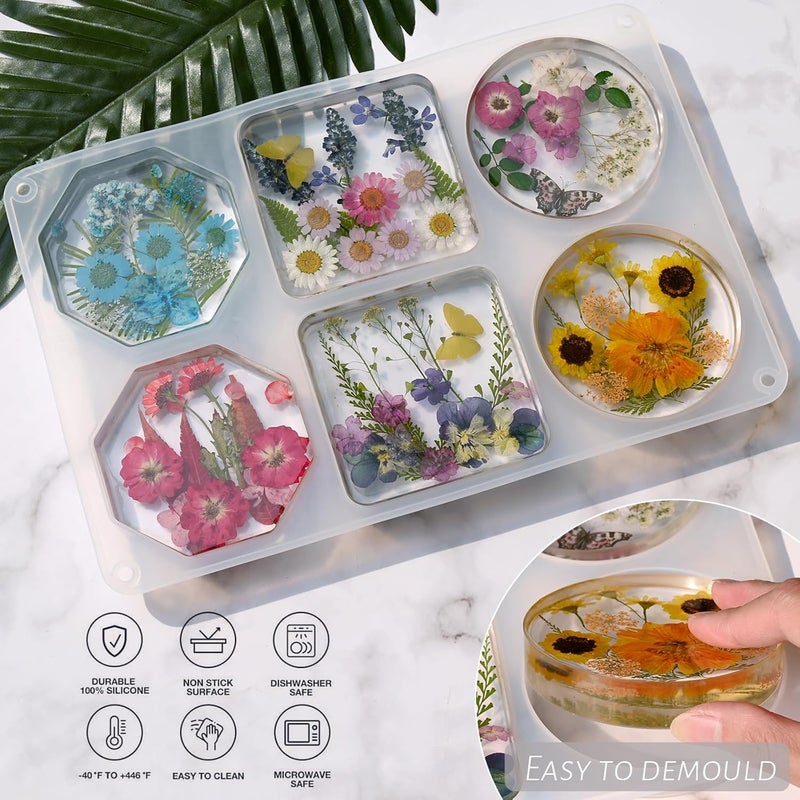 Actvty Resin Coaster Molds 6Cavity Coaster Silicone Molds for Resin Casting Large Deep Coaster Molds for Epoxy Resin DIY Custom Coasters Resin Art Gifts Home Decoration - Image 4