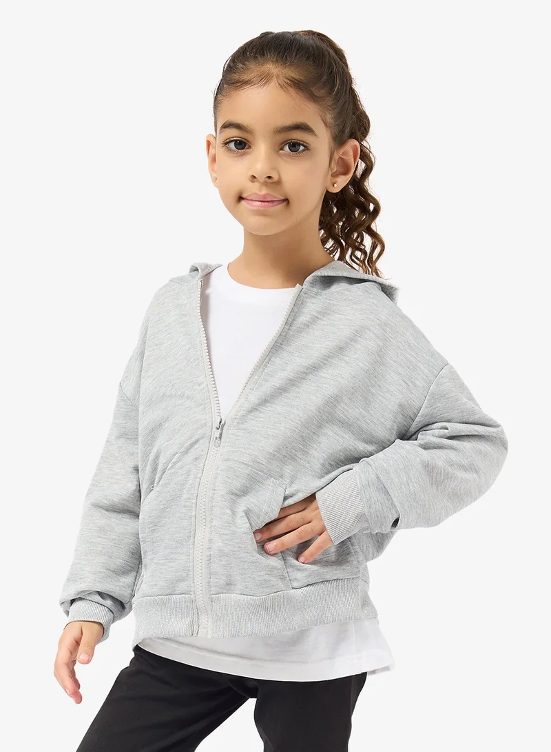 Pinata Gray Plain Zip Through Hoodie