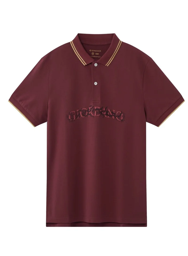 GIORDANO Men's Slim Fit Short Sleeve Polo with Embroidery
