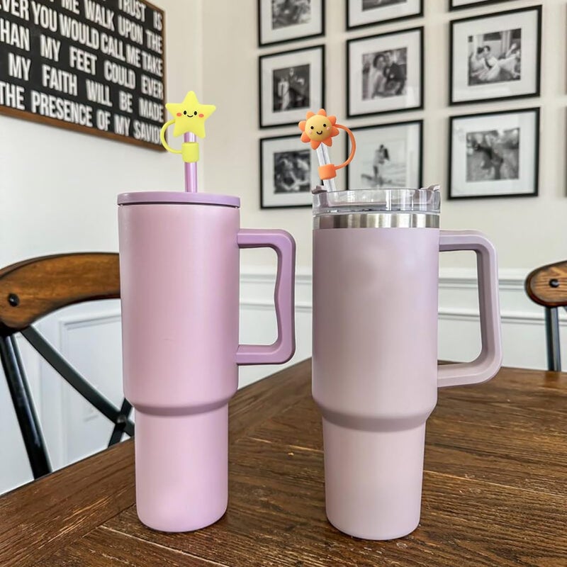 Preptep Kawaii Straw Cover Cap for Stainless Steel Straw Cup, 4pcs 0.4in 10mm Diameter Reusable Dust-Proof Straw Topper Compatible with Simple Modern and Tumbler with Lid - Image 4