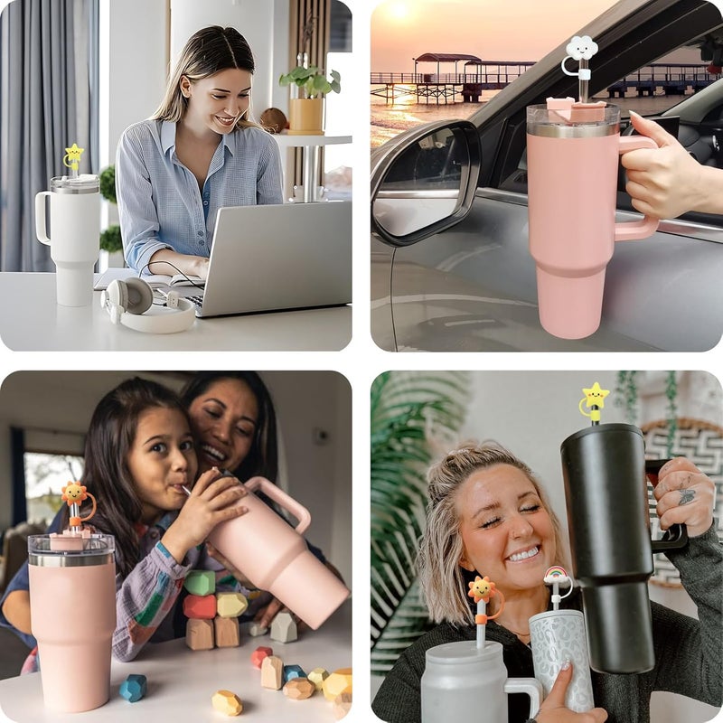 Preptep Kawaii Straw Cover Cap for Stainless Steel Straw Cup, 4pcs 0.4in 10mm Diameter Reusable Dust-Proof Straw Topper Compatible with Simple Modern and Tumbler with Lid - Image 5