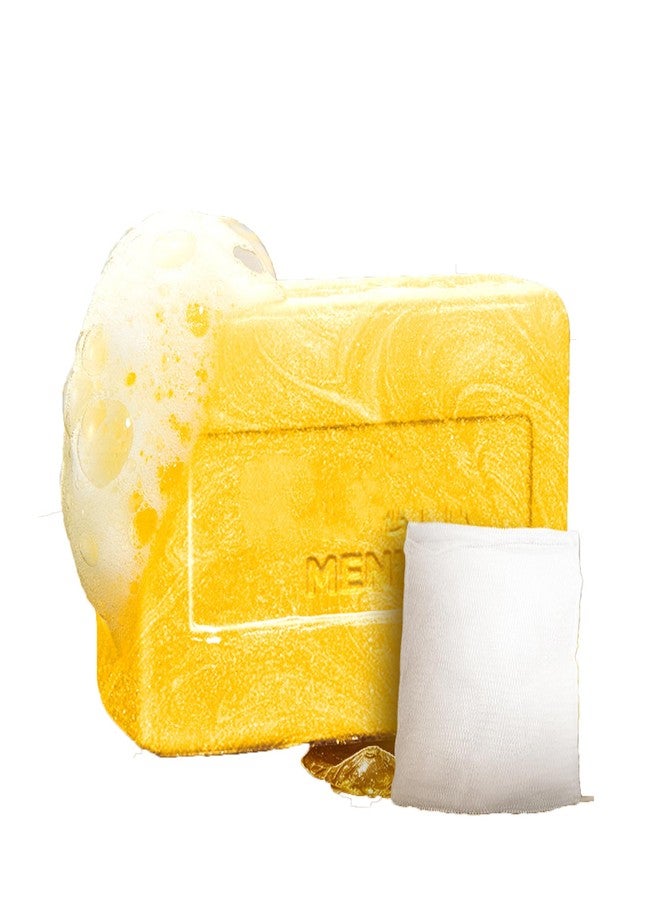 Easilydays Gold Mens Bar Bath Soap for Body and Face, Oil Control Cleansing, Rich Foam, Moisturizing, Rejuvenating Skin, with Aloe Extract & Witch Hazel Gentle Formula, with a Foaming Net Vegan, Gold - Image 1