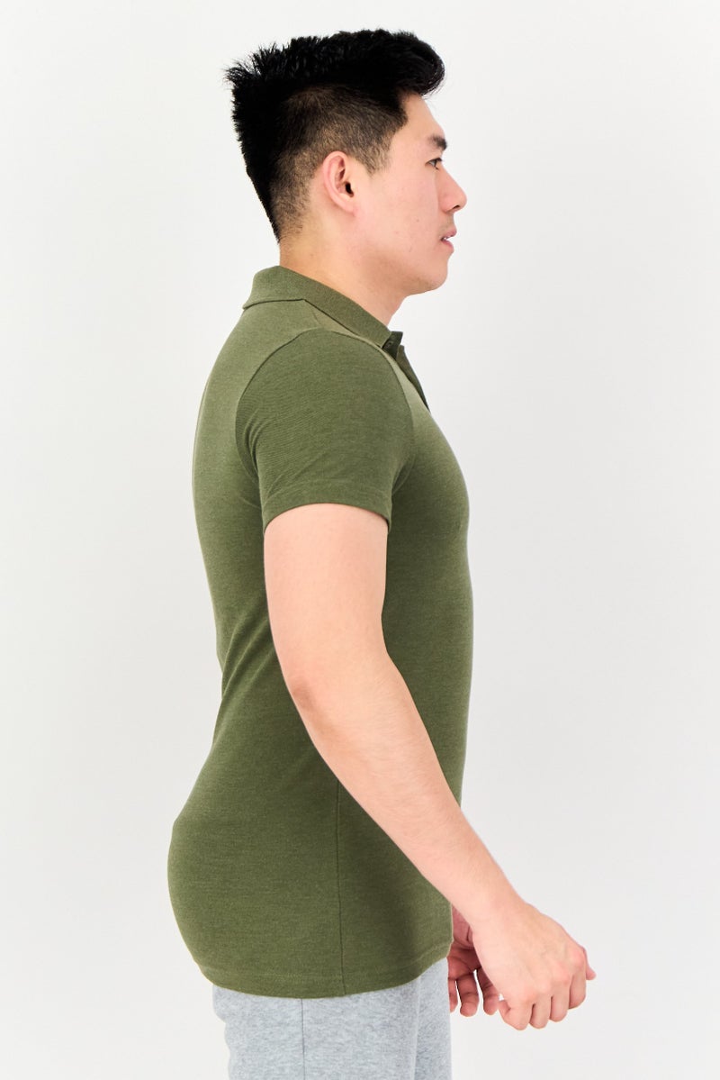 PUMA تي شيرت بولو رياضي للرجال بأكمام قصيرة، خارجي، زيتوني داكن - Image 3