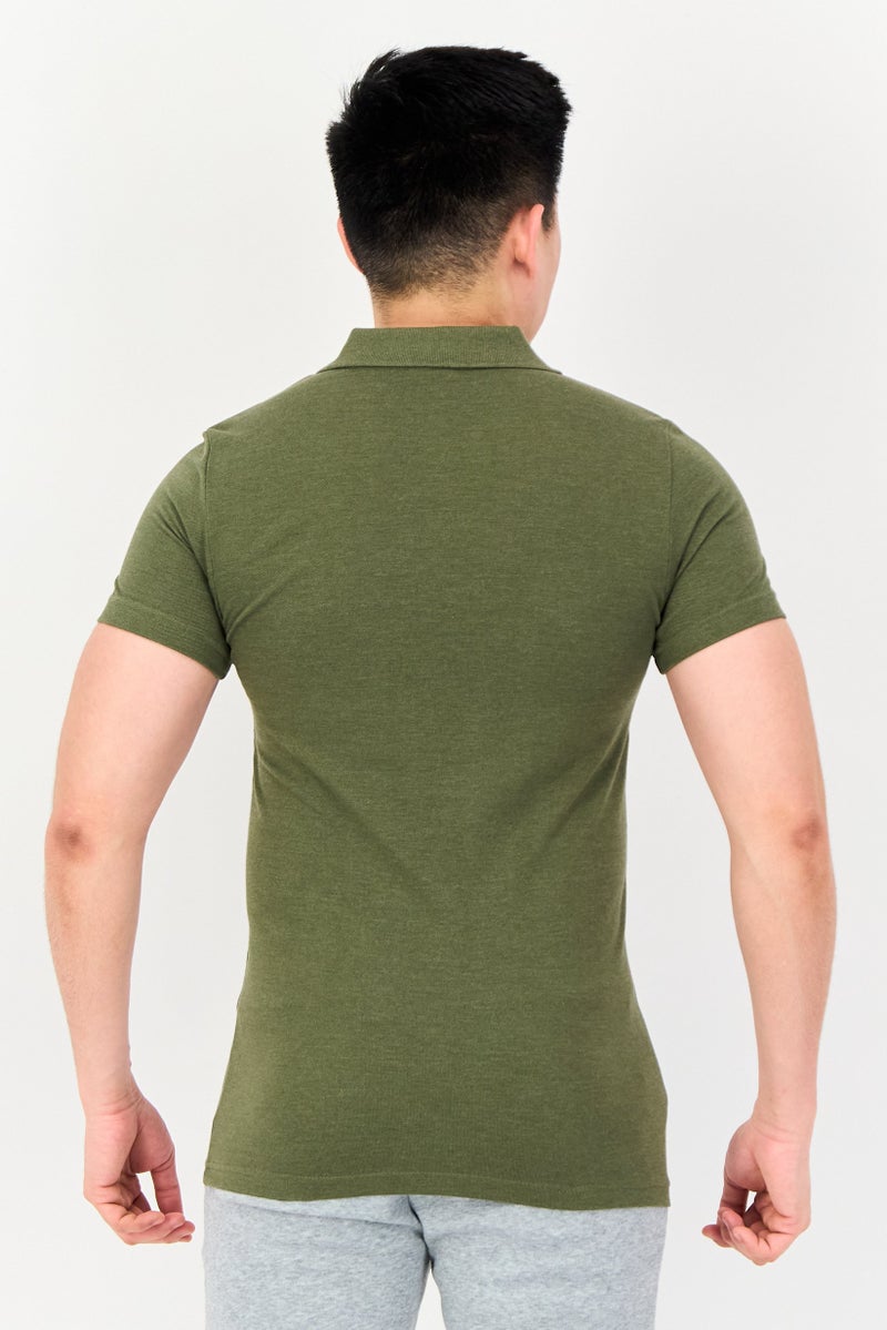 PUMA تي شيرت بولو رياضي للرجال بأكمام قصيرة، خارجي، زيتوني داكن - Image 2