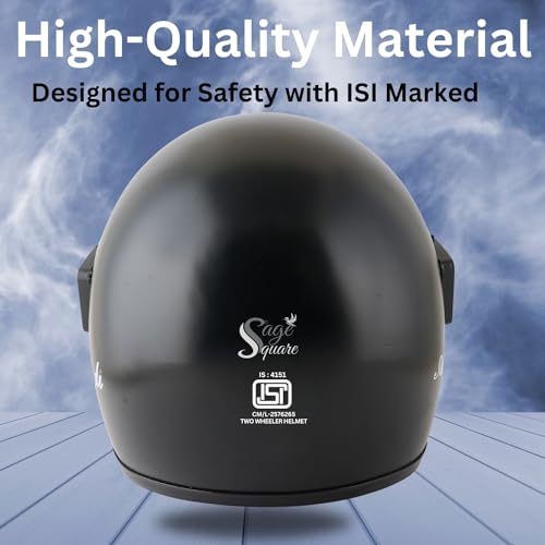 Sage Square Audi Full Face Helmet | ISI Certified | Clear Visor | High Standard Safety | Designed for Extra Comfort & Style (Large, Black Matte) - Image 4