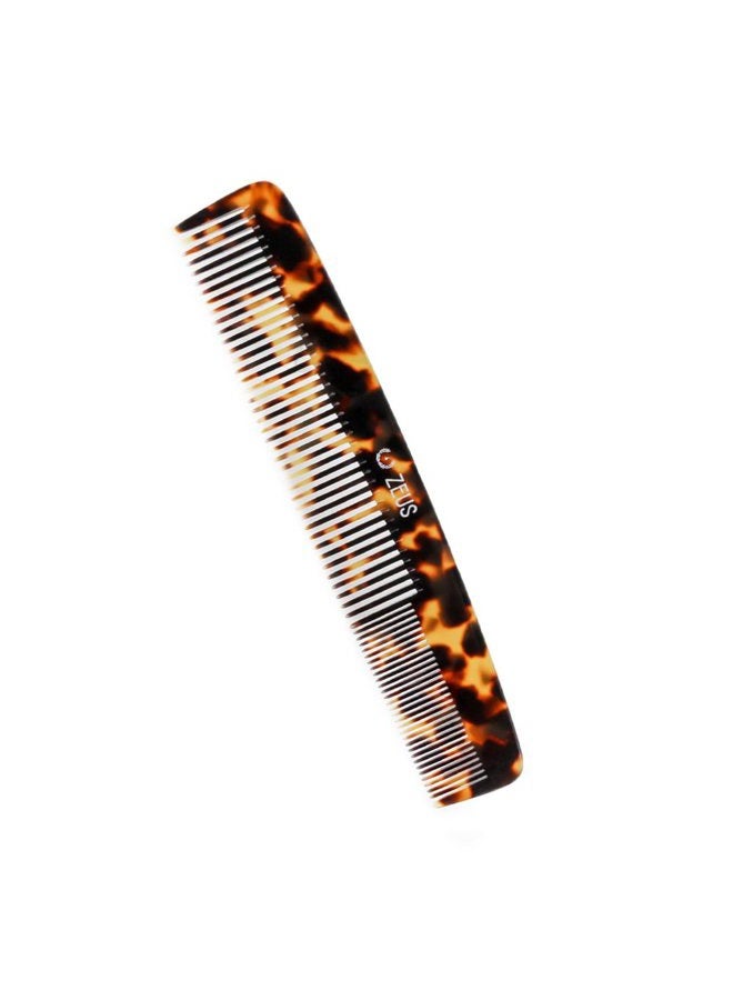 Zeus Large 7.5” Beard & Mustache Comb, 2-in-1 Handmade Saw-Cut Mustache & Beard Comb (Tortoiseshell) C12 - Image 1