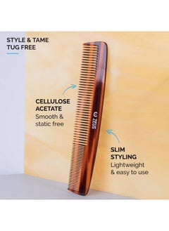 Zeus Large 7.5” Beard & Mustache Comb, 2-in-1 Handmade Saw-Cut Mustache & Beard Comb (Tortoiseshell) C12  - Image 2