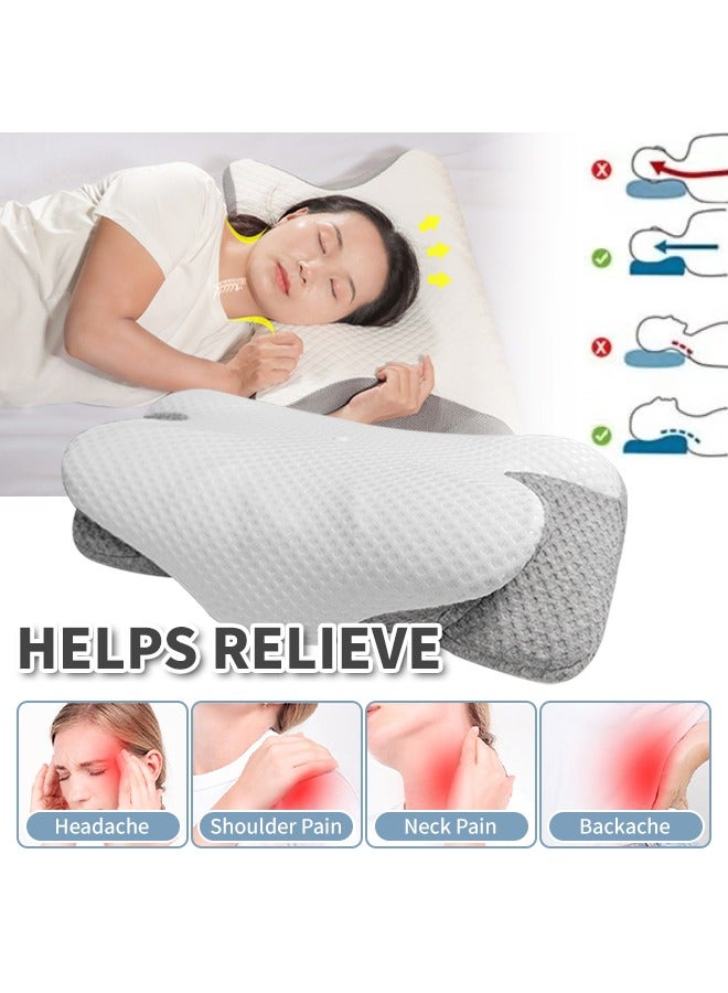 erfly Shape Bed Pillow, Cervical Pillow for Sleeping, Ergonomic Side Sleeper Pillows for Adults, Cervical Pillow for Neck Relief Support, Memory Foam Pillows Back Stomach Sleepers - Image 5