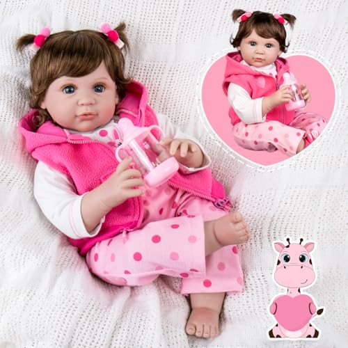 Aori Reborn Baby Girl Dolls - 22 Inch Realistic Lifelike Newborn - Handmade Soft Vinyl Girl Doll with Feeding Accessories | Weighted Cuddly Baby Toddler Gift Set for Kids 3+ - Image 4