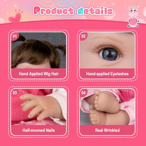 Aori Reborn Baby Girl Dolls - 22 Inch Realistic Lifelike Newborn - Handmade Soft Vinyl Girl Doll with Feeding Accessories | Weighted Cuddly Baby Toddler Gift Set for Kids 3+ - Image 5