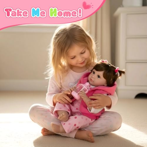 Aori Reborn Baby Girl Dolls - 22 Inch Realistic Lifelike Newborn - Handmade Soft Vinyl Girl Doll with Feeding Accessories | Weighted Cuddly Baby Toddler Gift Set for Kids 3+ - Image 3