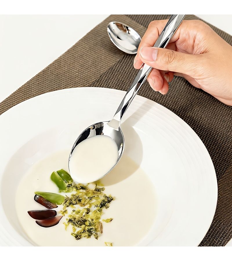 Elegant Silvery 8 Piece Heavy Duty Stainless Steel Dinner Spoons Dishwasher Safe - Image 5