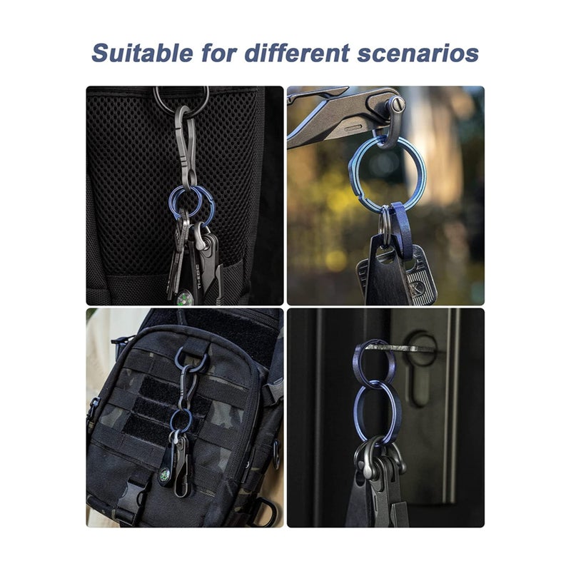 SOLARAE Key Rings Elegant Quick Release Side Pushing Split Rings Kit for Keychains Circular Keychain Hoops Keyring Loop Keyring Connector Heavy Duty Keyring for Dog Tag - Image 5