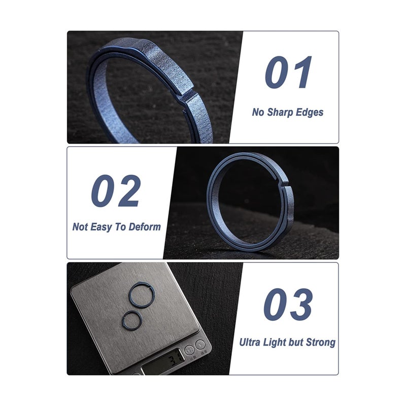 SOLARAE Key Rings Elegant Quick Release Side Pushing Split Rings Kit for Keychains Circular Keychain Hoops Keyring Loop Keyring Connector Heavy Duty Keyring for Dog Tag - Image 3