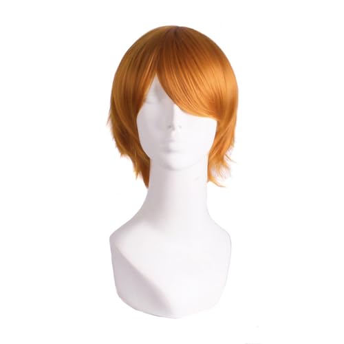 MapofBeauty 12"/30cm Role Play Cosplay Wig Costume (Golden Orange) - Image 1