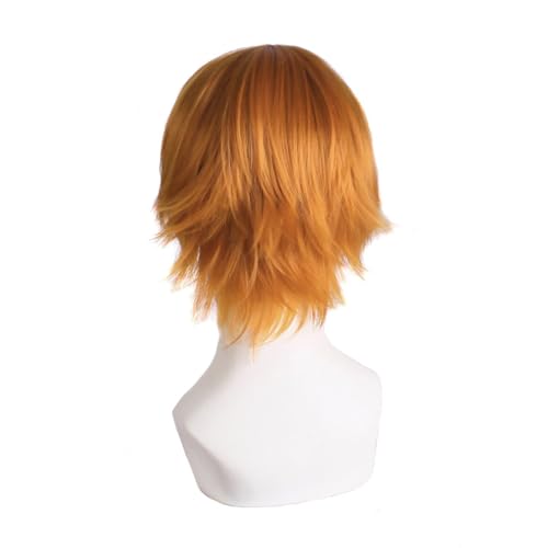 MapofBeauty 12"/30cm Role Play Cosplay Wig Costume (Golden Orange) - Image 2