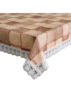 Kuber Industries Kuber Industries Checks Print Exclusive Table Cloth|PVC 4 Seater Center Table cover|Table Sheet For dining, Party, Events|Waterproof Protector|Indoor And Outdoor Use "60x40" (Brown)  - Image 1