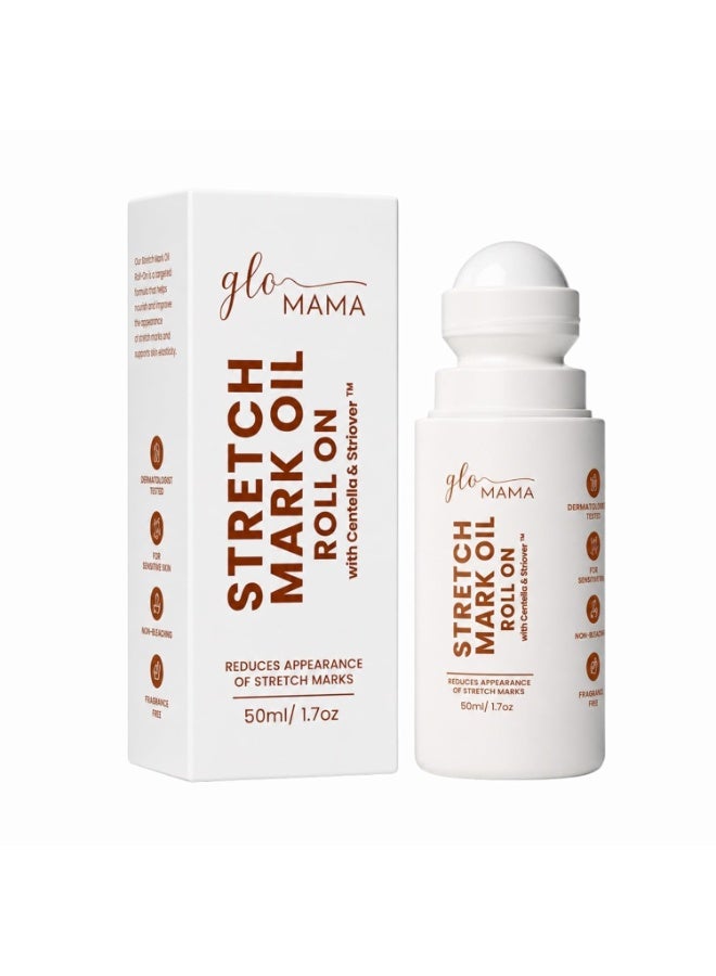 GLOMAMA Stretch Mark Oil Roll-On with Centella Asiatica & Striover | Pregnancy-Safe, Retinol-Free | Stretch Mark Prevention & Scar Reduction for All Skin Types | 50ml - Image 1