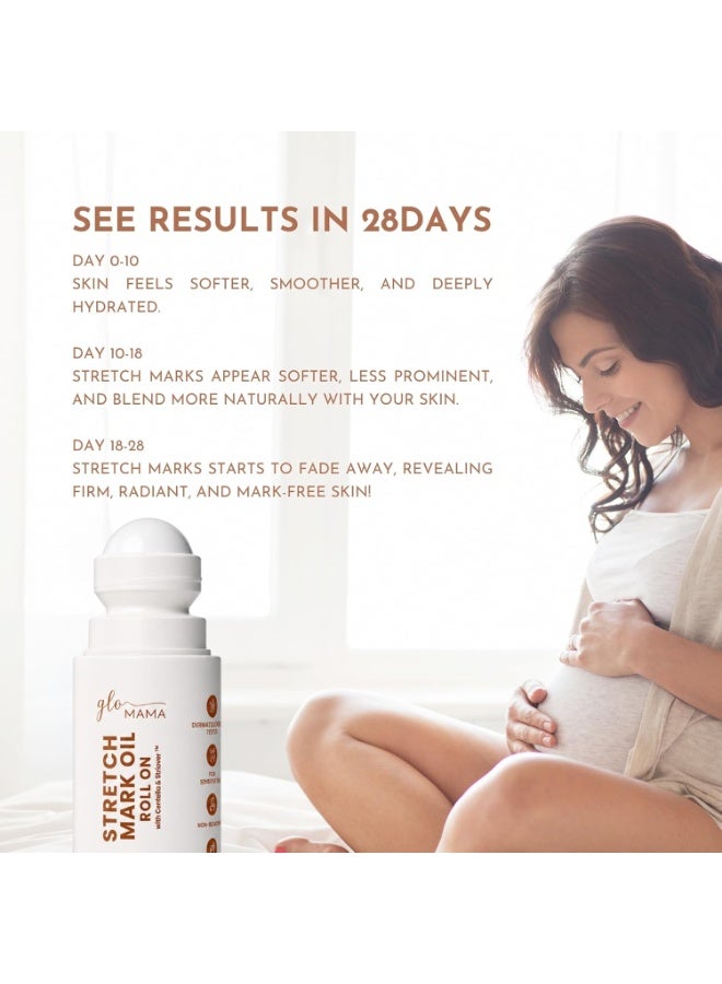 GLOMAMA Stretch Mark Oil Roll-On with Centella Asiatica & Striover | Pregnancy-Safe, Retinol-Free | Stretch Mark Prevention & Scar Reduction for All Skin Types | 50ml - Image 2