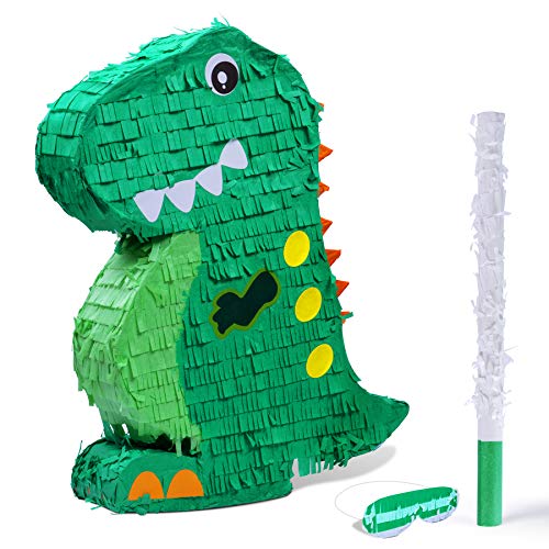 BIRCHIO Dinosaur Pinata Bundle with a Blindfold and Bat 17x13x4 Inches Perfect for Birthday Parties Animal Theme Parties Decorations - Image 1