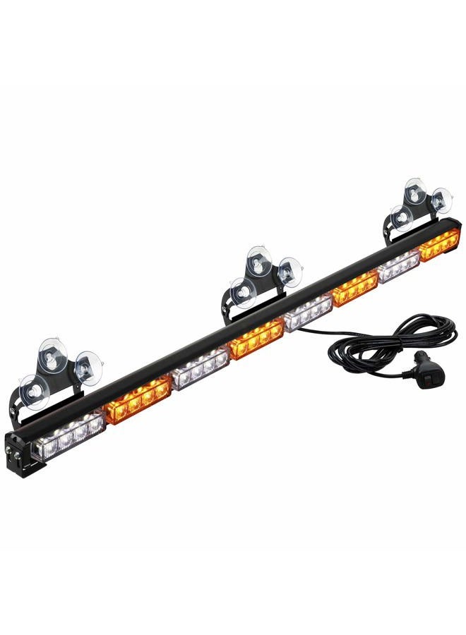 ASPL 36" 32LED Traffic Advisor Light Bar Warning Emergency Strobe Light Bar Directional Flashing Emergency Caution Lighting Led Safety Lights With 16 ft Straight Cord (Amber/White) - Image 1