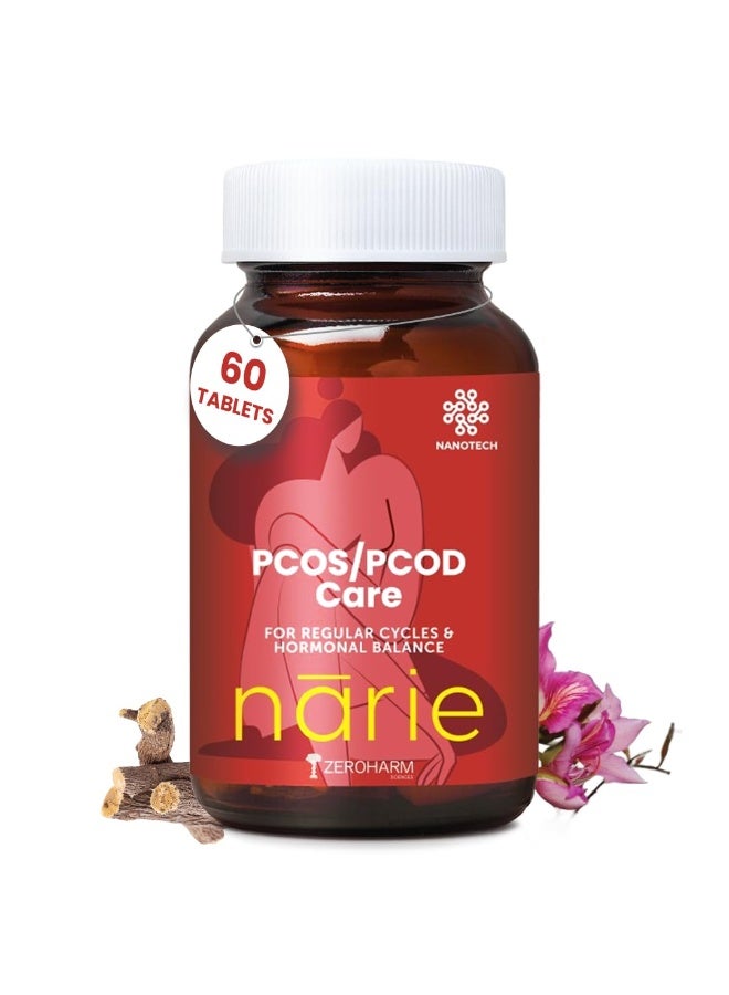 ZEROHARM Narie PCOS/PCOD Supplement for Women | Shatavari, Ashwagandha | Natural Hormone Balance & Mood Support | Helps with Regular Periods, Weight Management, Facial Hair & Acne | 60 Nano Tablets - Image 1