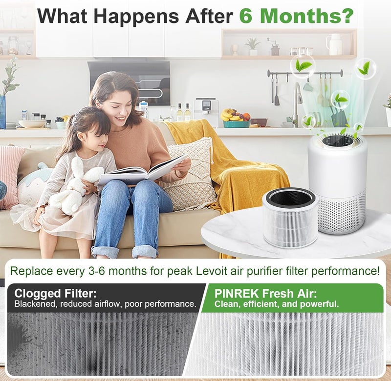 PINREK Replacement Filter for LEVOIT Core 200S/200S-P Air Purifier, H13 HEPA with Pre-Filter and Activated Carbon, 2 Pack Core 200S-RF - Image 5