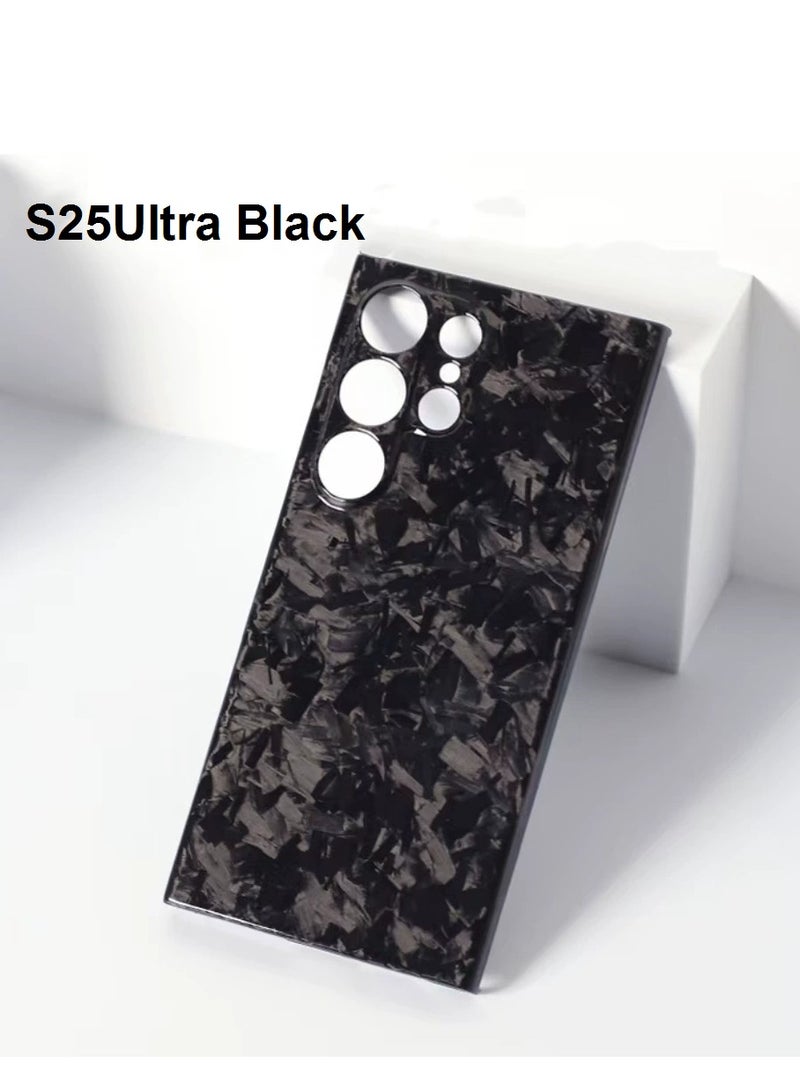 Luxury Glossy Aramid Carbon Fiber Protective Case For Samsung Galaxy S25 ultra Anti-fall Case Slim Design ( Black ) - Image 1